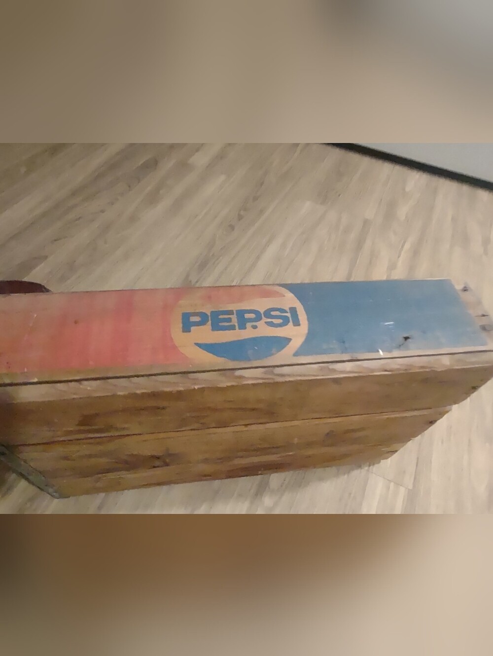 Vintage Pepsi Logo Wooden Crate Top in Red and Blue